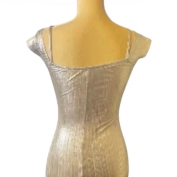 Olive Tree Gold Metallic Dress Sz S - Picture 3 of 6